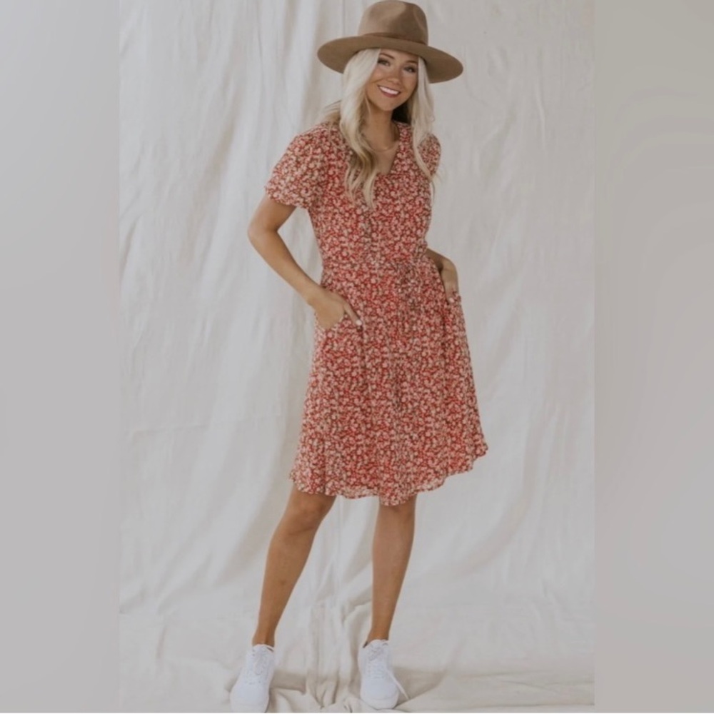Roolee Red Floral Mini Dress